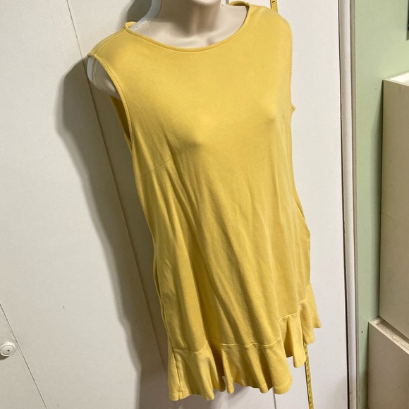 NEW YORK and COMPANY Mustard Yellow Mini Ruffled Sleeveless Cotton Sundress LRG - Picture 2 of 14